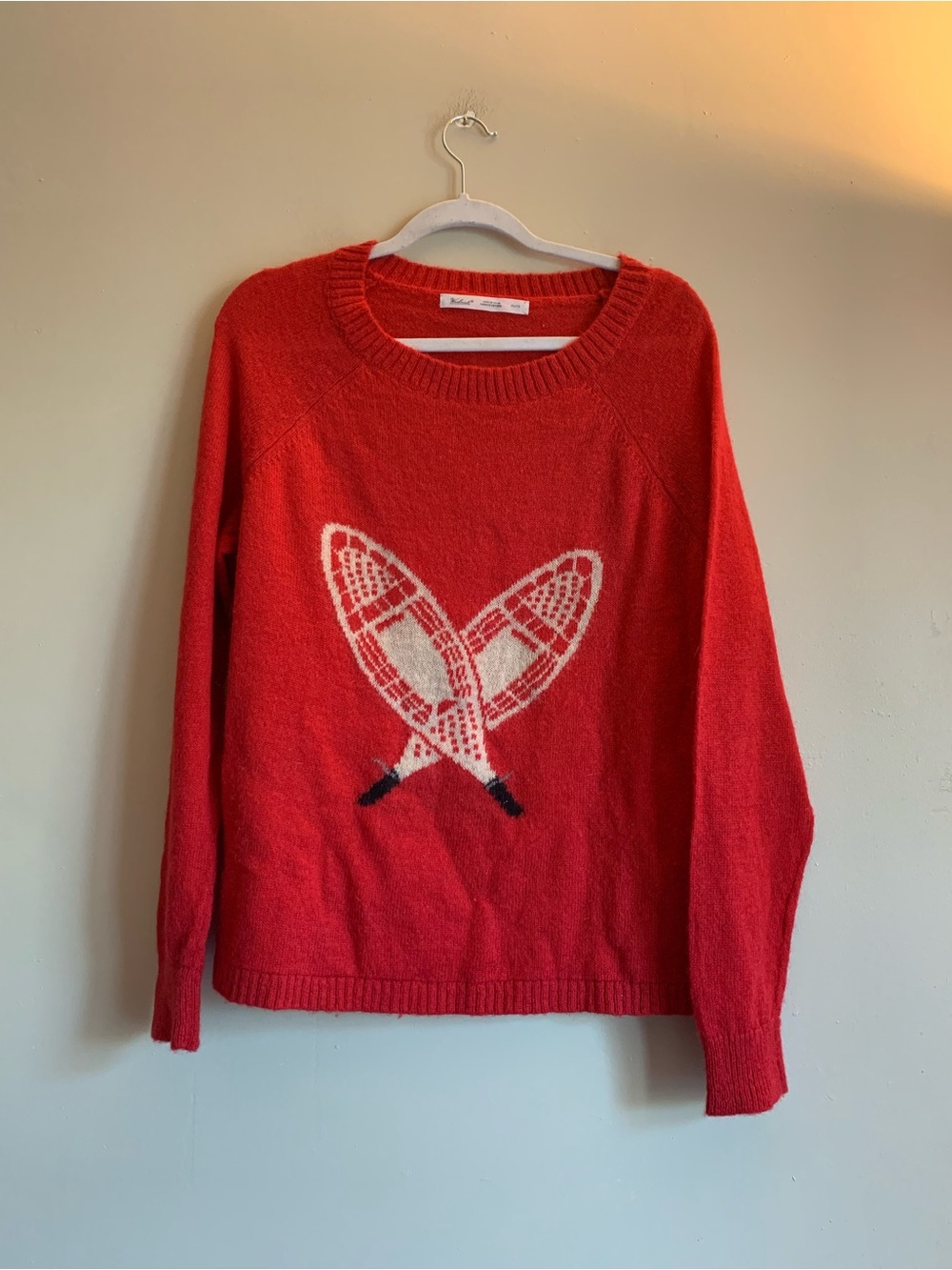 Woolrich Red Crewneck Sweater Top Shirt Women Size Large Winter Wool Blouse